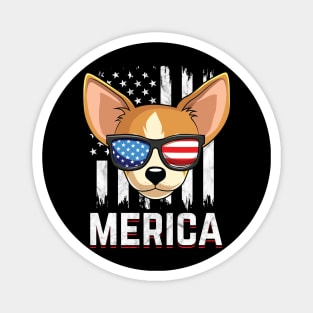 Chihuahua Dog American Flag Sunglasses Patriotic Magnet